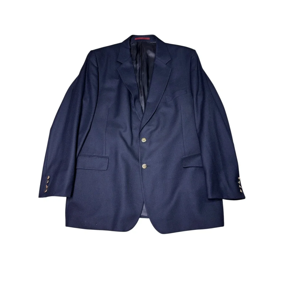 Alexandre London Navy Wool Blazer Gold‎ Buttons Personally Tailored Sylvester 52
